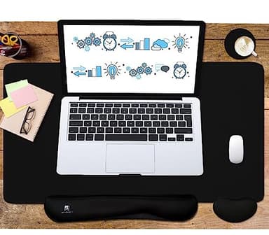 4-in-1 Large Gaming Mouse Pad, Keyboard Wrist Rest Pad & Wrist Support Mousepad Set, Extended Desk Pad Waterproof Desk Mat for Home Office Study Game-Black - Image 6