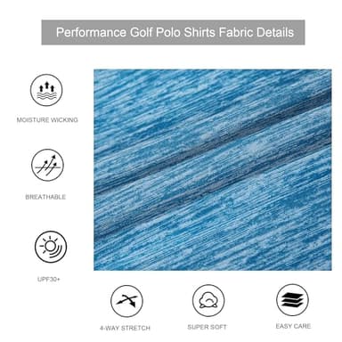 Alex Vando Mens Golf Shirt Moisture Wicking Quick-Dry Short Sleeve Casual Polo Shirts for Men,Turquoise,L - Image 4