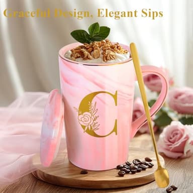 Personalized Ceramic Coffee Mug with Lid Tea Cup Girlfriend Gf Gifts Future Mrs Her Women Boyfriend 1 One Year Anniversary Meaningful Cute Romantic Christmas Xmas First Valentines I Love You More,C - Image 3