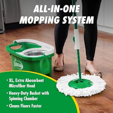 Libman Tornado Spin Mop System, Spinning Floor Mopping and Bucket with Wringer Set for Home, Hardwood, Laminate, Tile Cleaning, Includes 1 Machine Washable Replacement Head Refills (2 Total) - Image 3