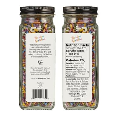 Watkins Rainbow Decorating Sprinkles, No Artificial Dyes, Kosher, 3.4 Ounce Jar, 1-Pack - Image 2