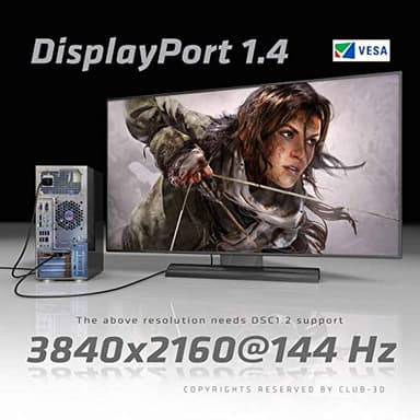 Club3D CAC-1069B VESA Certified DisplayPort to DisplayPort 1.4/Hbr3 M/M Cable DP 1.4 8K 60Hz 4m- 13,12ft - Image 6