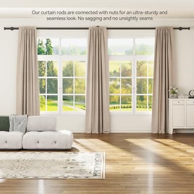 Heavy Duty Curtain Rod 32-150 Inch, 1 Inch Adjustable Curtain Rods for Windows, Extra Long Window Treatment Rods with Aluminium Finials, Easy Installation - Image 7