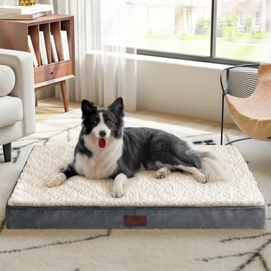 Figopage Dog Beds Large Sized Dog Bed for Crate Large Dogs Bed Washable Pet Beds Waterproof Dogs Crate Pad Mat with Removable Cover Anti-Slip Bottom, 35 x 22 Inch - Image 1