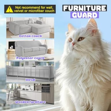JINVOGREEN Cat Scratch Furniture Protector, 196.8" x 11.8" Couch Protector from Cat Claws, Thickened Transparent Self-Adhesive Furniture Protectors for Couch Protection from Cat Scratching - Image 7
