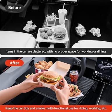 YONZEE 2-in-1 Car Steering Wheel Desk Tray & Car Seat Gap Filler Organizer – Foldable Carbon Fiber Look Table for Laptop, Eating Food, Writing – Universal Fit for Most Vehicles - Image 6