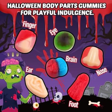 Amos Halloween Gummy Candy 2-Pack – Spooky Mix of Gummy Eyeballs & Body Parts, Individually Wrapped Halloween Candy for Trick-or-Treating, Party Favors, and Haunted House Snacks - Image 5