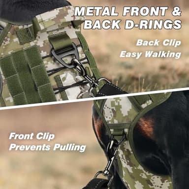 WINGOIN Tactical Dog Harness for Large Dogs, Heavy Duty No Pull Dog Harness with Handle, Adjustable Reflective Military K9 German Shepherd Big Size Dog Vest for Walking, Hunting, Green Camo (L) - Image 2