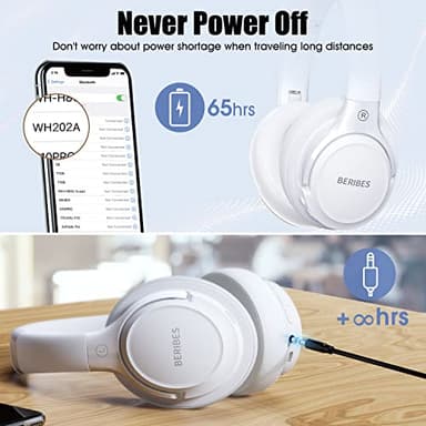 BERIBES Bluetooth Headphones Over Ear, 65H Playtime and 6 EQ Music Modes Wireless Headphones with Microphone, HiFi Stereo Foldable Lightweight Headsets, Deep Bass for Home Office Cellphone PC Ect. - Image 7