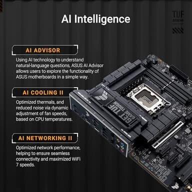 ASUS TUF Gaming Z890-PLUS WiFi Z890 LGA 1851 ATX Motherboard, Intel® Core™ Ultra Series 2 Ready, Advanced AI PC-Ready, 16+1+2+1 Stages, DDR5, PCIe® 5.0, Thunderbolt™ 4 Type-C®, 4X M.2, Wi-Fi 7, 2.5Gb - Image 2