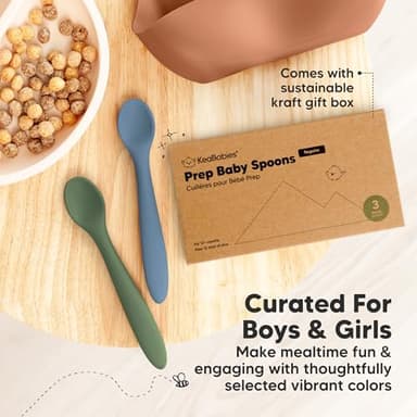 KeaBabies Silicone Baby Spoons, Self Feeding 6-12 months - 3-Pack Baby Weaning Eating Utensils, Toddler First Food Training Spoon, Infant, Kids Feeding Supplies Essential Set, Dishwasher-safe (Slate) - Image 9