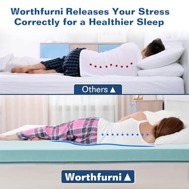 3 Inch Memory Foam Mattress Topper Full Size for Pressure Relief Bed Topper Pad with 8''-21'' Deep Pocket & Grey Removable Cover - Image 6