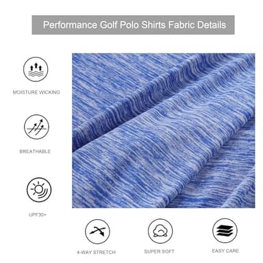 Alex Vando Mens Golf Shirt Moisture Wicking Quick-Dry Short Sleeve Casual Polo Shirts for Men,Blue,XL - Image 5