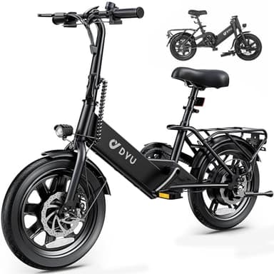 DYU Electric Bike for Adults Teens, Folding Electric Bicycle,Commuter City E-Bike with 500W Motor and 36V 7.5Ah Battery,3 Levels Assist, Dual Disc Brakes, 16" Foldable ebike with Pedals - Image 1