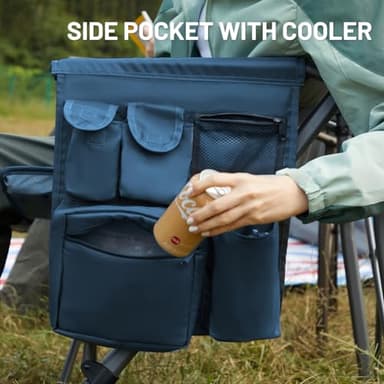 TIMBER RIDGE Oversized Folding Camping Chair High Back Heavy Duty for Adults Support up to 500lbs with Cup Holder, Side Pocket Cooler Bag - Image 7