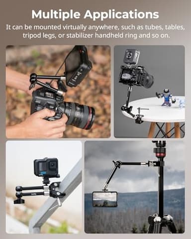 SMALLRIG Clamp w/ 1/4" and 3/8" Thread and 9.8 Inches Adjustable Friction Power Articulating Magic Arm with 1/4" Thread Screw for LCD Monitor/LED Lights - KBUM2732B - Image 8