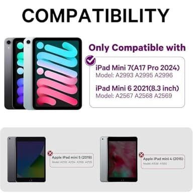 GreenLaw Keyboard Case for iPad mini 7(2024) & Mini 6 (2021) 8.3", Smart Touchpad, 7 Color Backlit, Type-C Rechargeable, 360° Rotate Keyboard Case for iPad mini 7th/6th Generation, Purple - Image 2