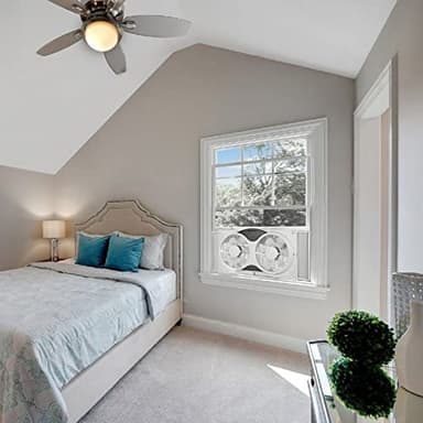 Comfort Zone Window Fan for Bedroom, 9 inch 3 Speed Dual Fans with Auto-Locking Expanders, 3 Modes (Cool, Circulate, Exhaust), Remote Control, Fabric Cover plus Bug Screen, White - Image 8