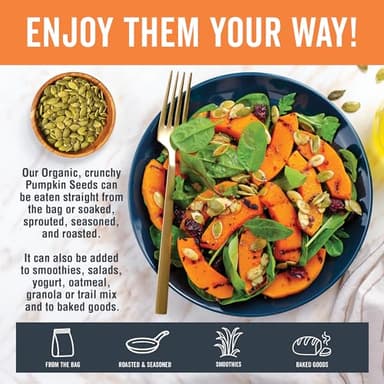 Viva Naturals Organic Pumpkin Seeds, 2 lb (32 oz, 907 g) – Shelled, Unroasted, Unsalted, Non-GMO, Vegan, Good Source of Iron & Dietary Fiber, Perfect for Salads - Image 7
