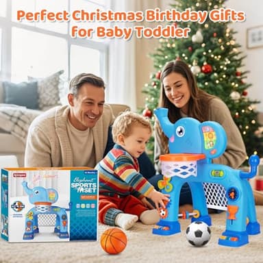 KIZZYEA Toys for 1 2 3 Years Old Boys Girls, Toddler Basketball Hoop & Soccer Goal, Montessori Toy, Interactive Musical Sports Toys with Light, Christmas Birthday Gifts for Baby Kids Age 12-18 Months - Image 8