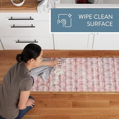 TOWN & COUNTRY BASICS Comfort Plus Boho Geo Anti Fatigue Comfort Mat, Kitchen Runner Mat, Standing Desk Mat, Dorm Room Rug, Non-Slip Backing, Maroon, 18"x55" - Image 5