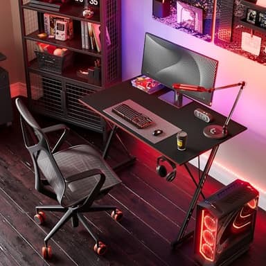 CubiCubi Gaming Desk 32 Inch PC Computer Desk, Home Office Desk Table Gamer Workstation, Simple Game Table, Black - Image 2