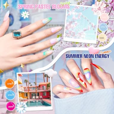 MEFA 60 Pcs Gel Nail Polish Kit with U V Light, 32 Colors All Seasons Nude Gel Nail Polish Set with Base and Matte/Glossy Glitter Top Coat Nail Art DIY Decorations Manicure Tools Gifts for Women - Image 3