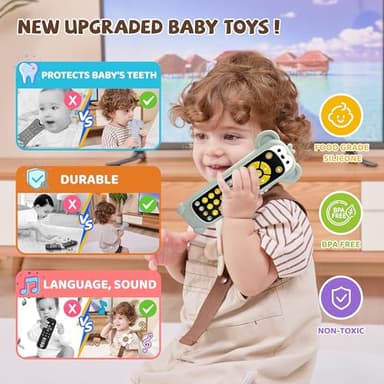 KIRALUMI Baby Remote Control Toy with Monkeys Silicone Cover - Educational Musical Baby Toddler Toys with Realistic Play, Lights, and Sounds - 6, 9, 12, 18 Month Boys Girls Toys Gift - Image 3