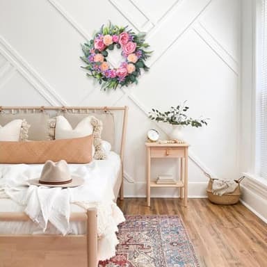 TEMPUS 18-inch Artificial Peony Wreath - Pink Spring Floral Wreath for Front Door, Wall, Wedding, Party & Farmhouse Decor - Image 7