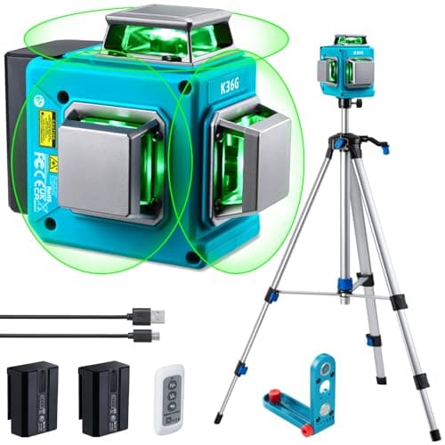 KEZERS Laser Level with Tripod,3 x 360 Self Leveling Laser Leveler tool for Picture Hanging,Construction,Remote Controller,Rechargeable Battery,Carry Pouch Included - Image 1