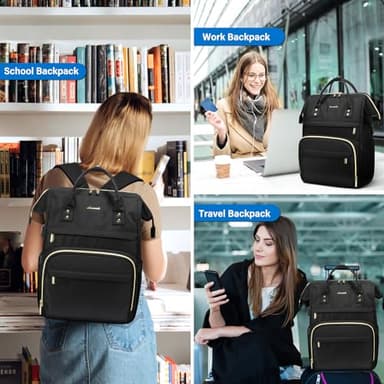 LOVEVOOK Extra Large Travel Laptop Backpack Women, 18 Inch Womens Work Backpack Purse, Waterproof Anti-theft Travel Back Pack with USB Charging Port for College Teacher Nurse, Black - Image 6