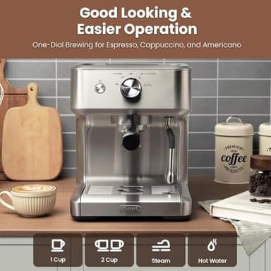Gevi 58mm Commercial Grade Espresso Machine with PID Temp Control, Adjustable Shot/Temp, Powerful Steam Wand & Barista Kit - Ideal for Home & Café (EzBru 1000) - Image 3