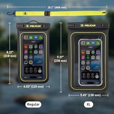 Pelican 2 Pack Marine - IP68 Waterproof Phone Pouch (Regular Size) Floating Waterproof Phone Case - Beach Cruise Ship Travel Essentials - Works w/All Phones - Detachable Lanyard - Black/Hi-Vis Yellow - Image 6