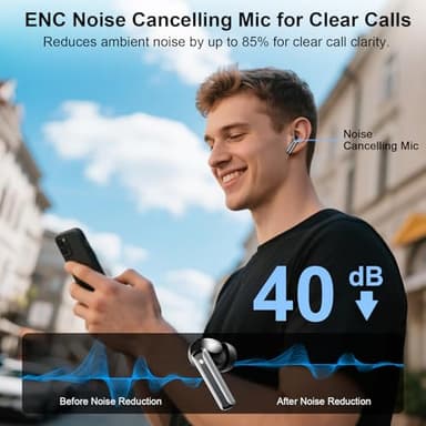 Wireless Earbuds, Bluetooth 5.4 Headphones with HiFi Stereo, in Ear Earphones with 4 ENC Mics, 48H Bluetooth Earbuds with LED Display Charging Case, IP7 Waterproof Ear Buds for Android iOS Black - Image 4