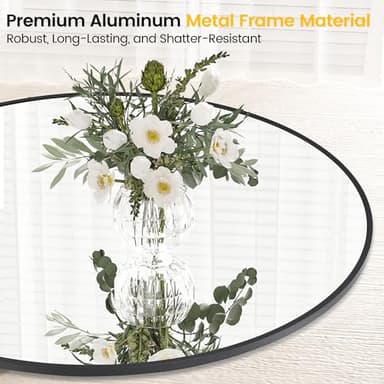 36 Inch Black Round Wall Mirror, Circle Mirror Metal Frame for Bathroom, Vanity, Entryway, Bedroom, Living Room, Wall Mounted Modern Rustic Decor - Image 5