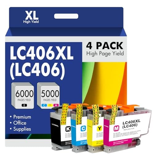 LC406 LC406XL Ink Cartridges for Brother Printer 406XL LC 406 XL for MFC-J4335DW MFC-J5855DW MFC-J6555DW MFC-J4535DW MFC-J6955DW MFC-J4345DW MFC-J5955DW - 4 Pack High Yields Black Cyan Magenta Yellow - Image 1