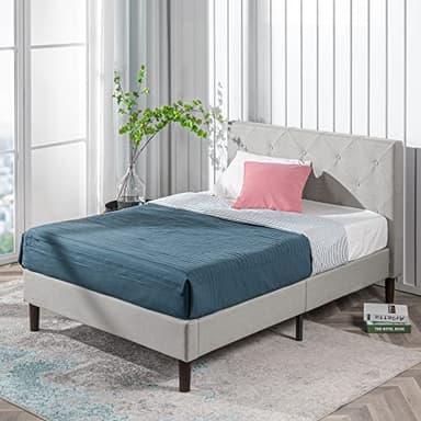 ZINUS Shalini Upholstered Platform Bed Frame, Mattress Foundation, Wood Slat Support, No Box Spring Needed, Easy Assembly, Light Grey, Full - Image 1