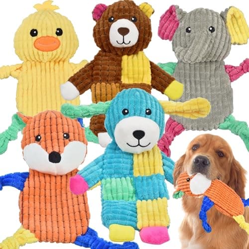 LECHONG 5Pcs Squeaky Dog Toys, Large Crinkle Dog Toys for Large Medium and Small Dogs, Puppy Toys to Keep Them Busy Great Value Dog Toy Bundle - Image 1