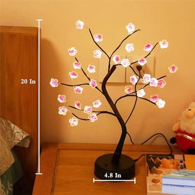 36 LED Cherry Blossom Sparkly Fairy Spirit Tree Lights, DIY Artificial Tree Battery/USB Operated, Tabletop Tree Lamp for Bedroom Christmas Indoor Room Decor Night Lights (Warm White) - Image 4