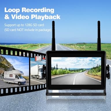 WOOCARTY 3-Camera Wireless RV Backup System, 7" 1080P Touch Screen with 1 Rear Camera for Furrion Pre-Wired Plug and 2 Side Cameras, IP69 Waterproof, IR Night Vision Camera for RV Trailer, WF703 - Image 6