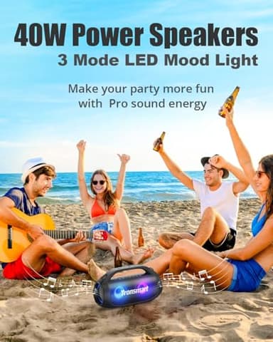 Tronsmart Bang SE Portable Bluetooth Speaker, Colorful LED and 40W Wireless Stereo to Infuse Your Party, Ultra Lightweight Portable Design and IPX6 Waterproof, Suitable for Party/Outdoor/Travel - Image 7