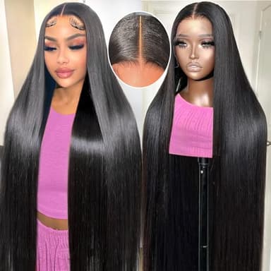 NOLLIPOPCO 28 Inch 13x6 Lace Front Wigs Human Hair HD Straight Lace Front Wigs Human Hair Pre Plucked 180% Density 12A Lace Front Wigs Glueless Wigs for Black Women - Image 1