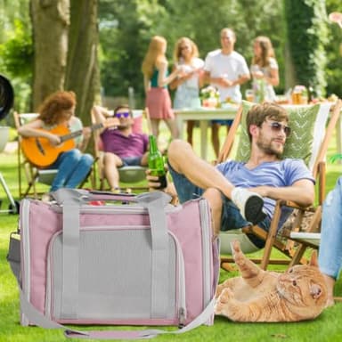 Roaringkitty Travel in Style: Portable Pet Carrier for Small Pets up to 15 Lbs- Airline Approved, Collapsible & Comfortable cat/Puppy Soft Sided Bag (Pink) - Image 7