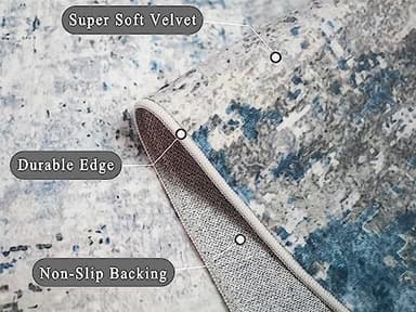 vivorug Washable Rug, Ultra Soft Area Rug 8x10, Non Slip Abstract Rug Carpet, Stain Resistant Rugs for Living Room Bedroom, Modern Fluffy Rug (Gray/Navy, 8'x10') - Image 3