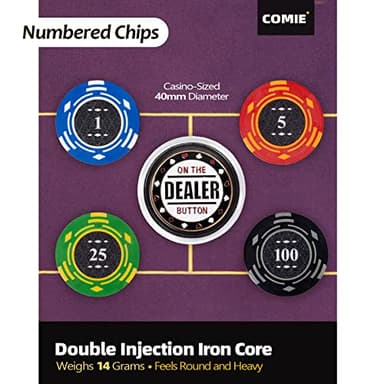 Comie Clay Poker Chips,400PCS 14 Gram Chip Set with Deluxe Travel Case, Numbered Chips,Poker for Texas Holdem Blackjack Gambling… - Image 3
