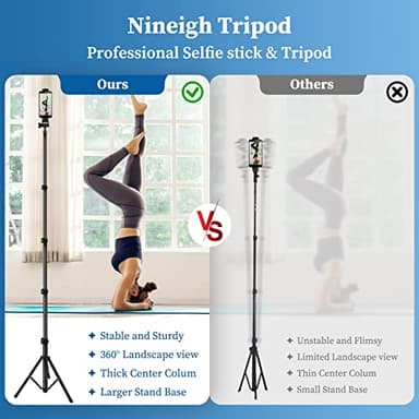 Nineigh Phone Tripod, 70" Selfie Stick Tripod Stand Cell Phone Tripods with Remote Phone Holder Carry Bag, Aluminum Alloy Selfie Stick Tripods, Compatible with iPhone Samsung GoPro Smartphone - Image 7