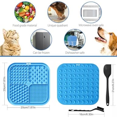 Azyh 2 PCS Licking Mat for Dogs & Cats with Suction Cups, Dog Slow Feeder Lick Pat for Anxiety Relief, Dog Toys Feeding Mat for Butter Yogurt Peanut, Pets Bathing Grooming Training Mat (7.9''*7.9'') - Image 2