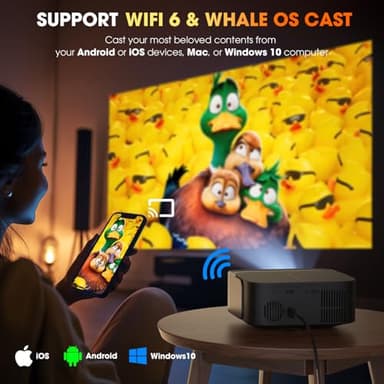 [2025 Netflix-Licensed | 386+ Built-in Apps] DBPOWER E2 Smart Projector with WiFi and Bluetooth, Mini Projector 4K Support with Netflix, Youtube, Disney+, Hulu, Max, Crunchyroll w Portable Case - Image 6
