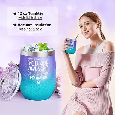 LUCOTIYA Gifts for Women, Christmas Gifts Basket for Woman Birthday Wine Tumbler Self Care Package Gift for Mom, Bestie, Her, Sister, Wife, Auntie Thank You Gift for Women Teacher Appreciation - Image 3