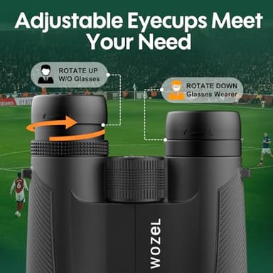 WOZEL 16x42 Binoculars for Adults High Powered - HD Clear Low Light Vision with Large Bright View - Powerful Binoculars for Brid Watching Hunting Travel Hiking Concerts - Black - Image 7
